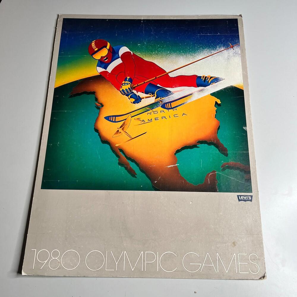 Vintage Levi’s 1980 Olympic Games North America‎ Skiing Promotional Poster